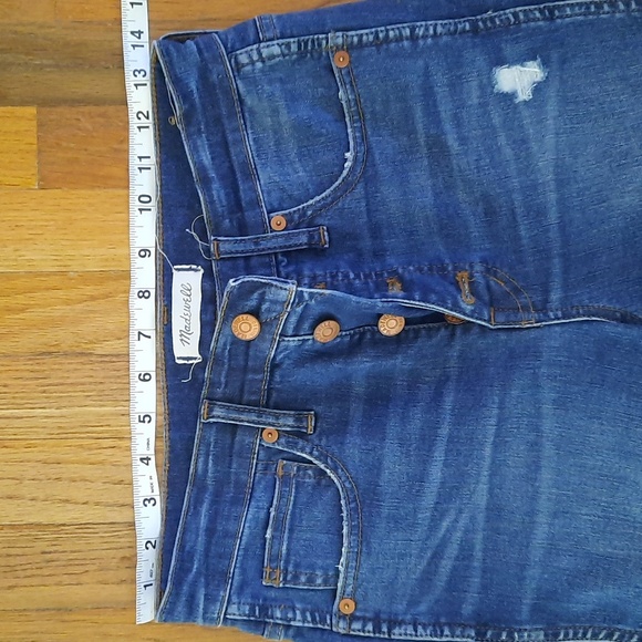 Madewell Blue Distressed Jeans with button fly and raw hem 27/4 - Picture 2 of 5